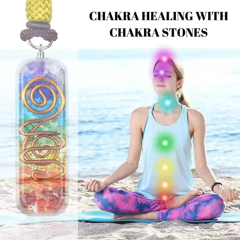 Retro Reiki Healing Energy Crystal Pendant Natural Stone for Yoga Meditation Spiritual 7 Chakra Jewelry Necklace Amulet