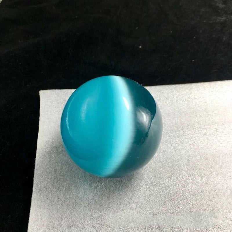 40Mm Blue Cat'S-Eye Opal Natural Quartz Crystal Healing Stone Ball Sphere Decor