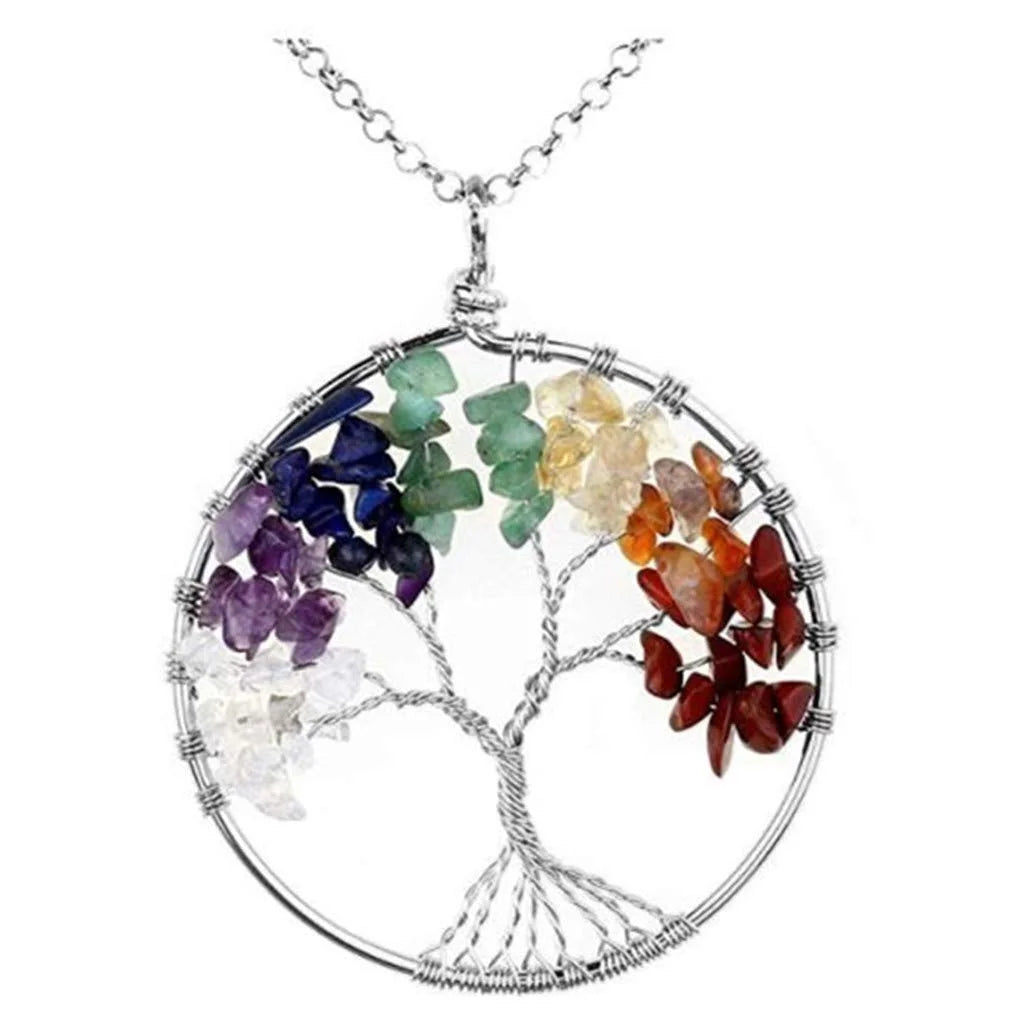 Unisex, Adult Chakra Pendant Necklace and Turquoise Energy Stone Bracelet