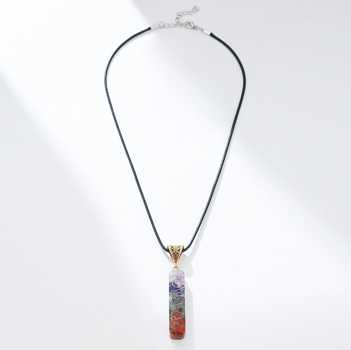 Retro Reiki Healing Energy Crystal Pendant Natural Stone for Yoga Meditation Spiritual 7 Chakra Jewelry Necklace Amulet