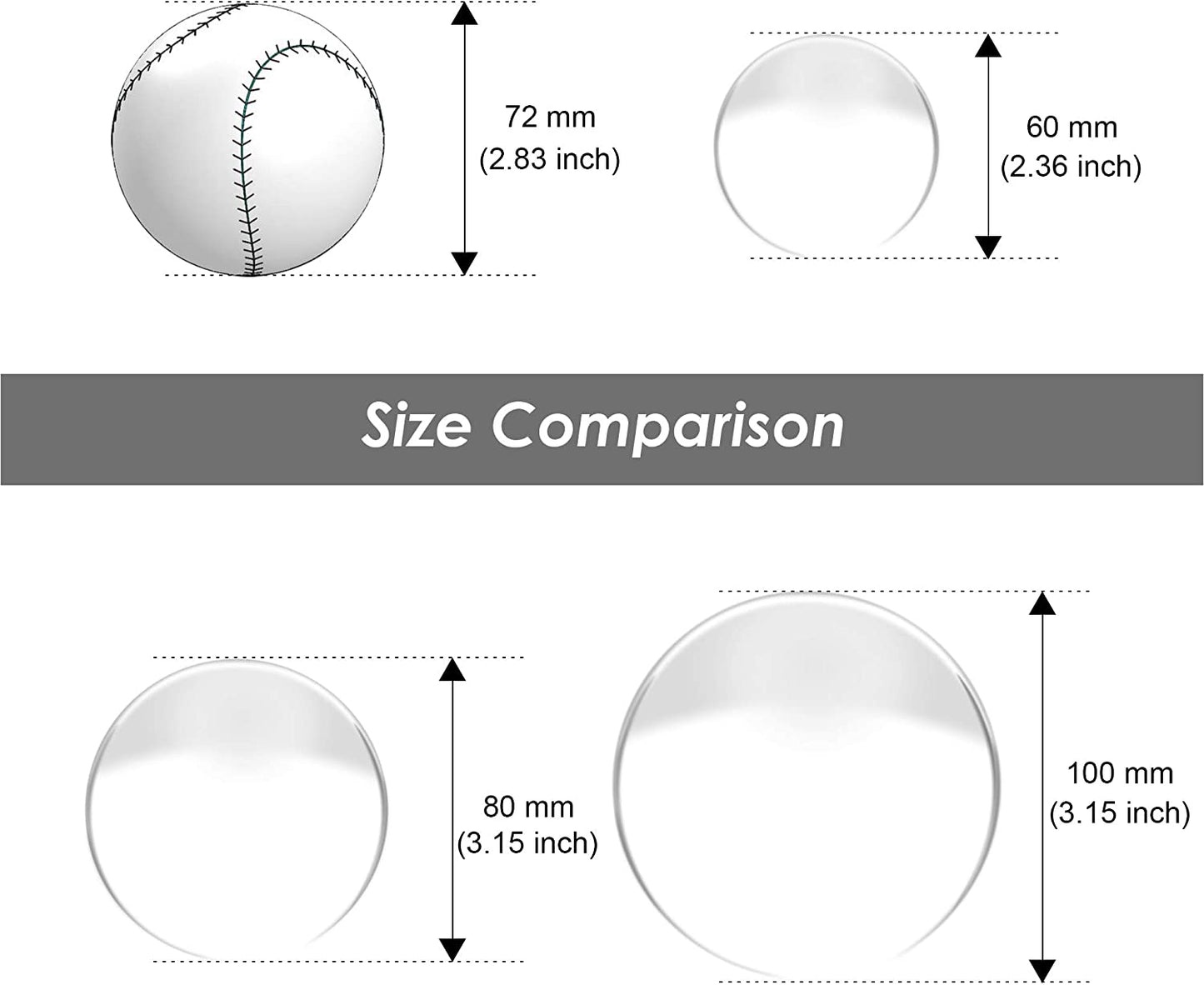 Crystal Ball for Photography 3 Pack, Props Decoration, K9 Lens Suitable Gazing for Divination, Feng Shui, Fortune Telling, Meditation, Magical Shots, Elegant Home & Party Decor(60/80/100Mm)