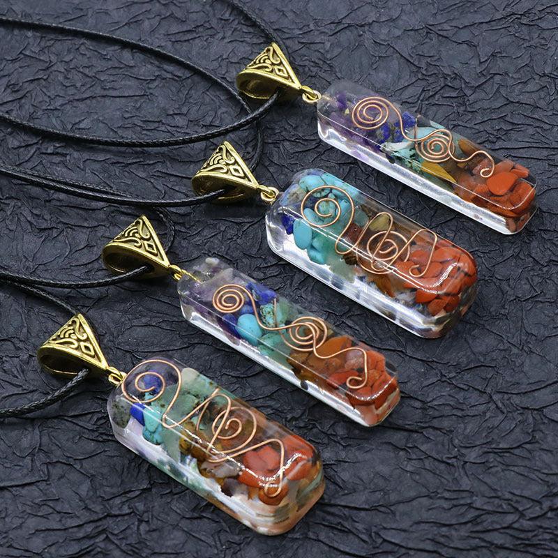 Retro Reiki Healing Energy Crystal Pendant Natural Stone for Yoga Meditation Spiritual 7 Chakra Jewelry Necklace Amulet