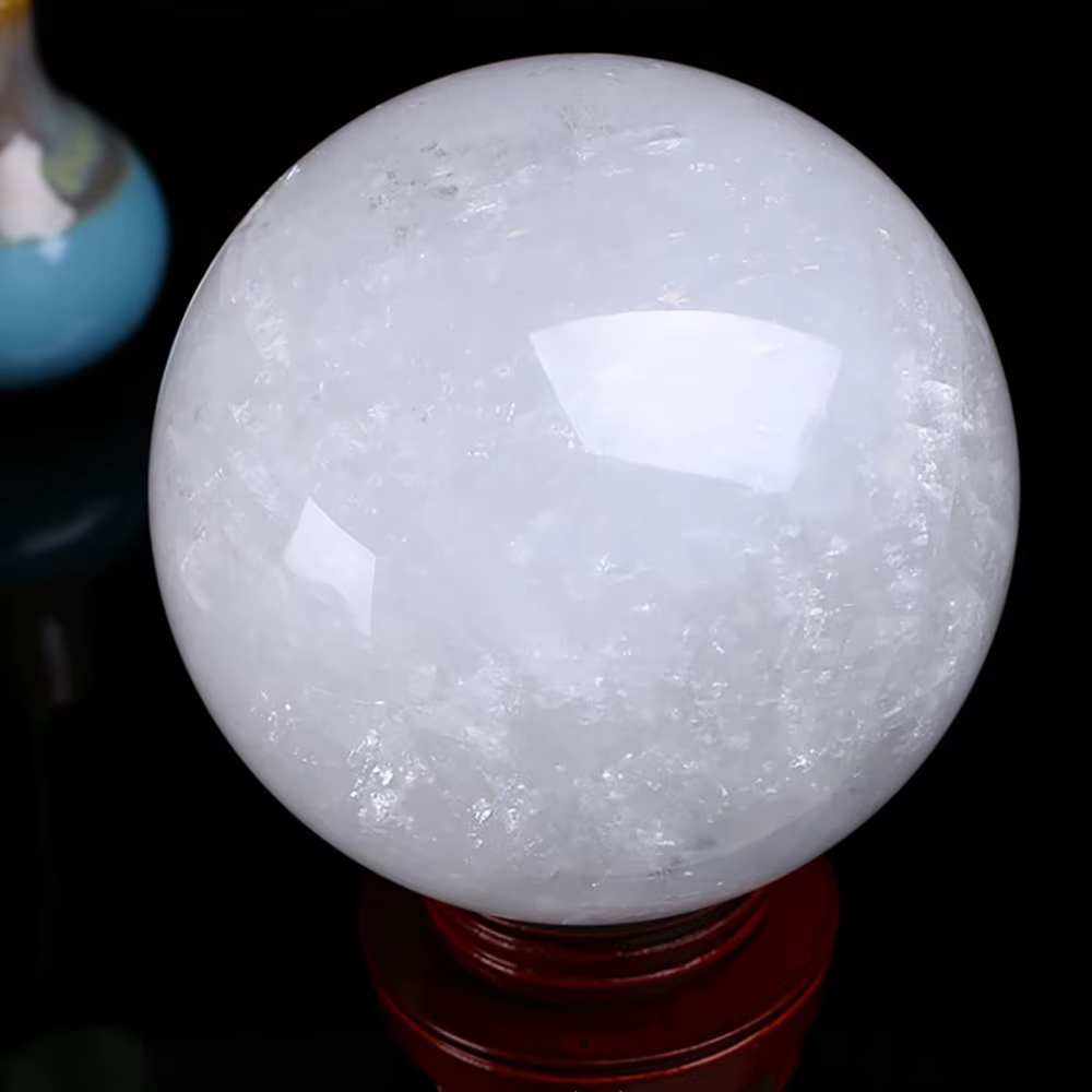 Natural Iceland Spar Sphere White Crystal Ball Polished Crystals Calcite Mineral Degaussing Collectible Home Ornaments 40-50Mm