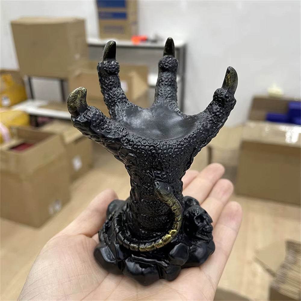 4Inch Dragon Claw Sphere Holder Relief Skull Snake Crystal Magic Ball Display Stand Resin Crafts Ornament Collectable Decorative