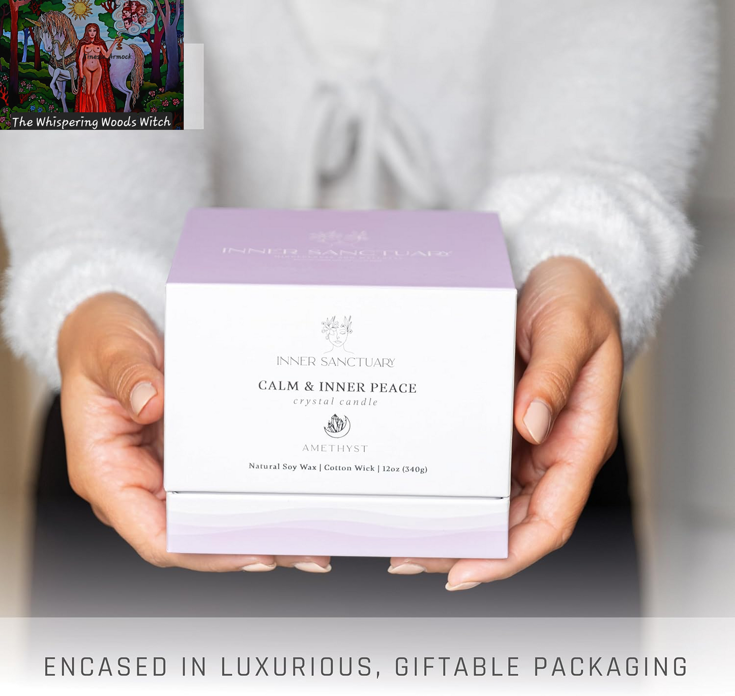 Healing Crystal Candle with Real Amethyst Crystals inside - 12Oz Soy Wax | Aromatherapy Candle | Spiritual Gifts for Woman | Meditation Gifts