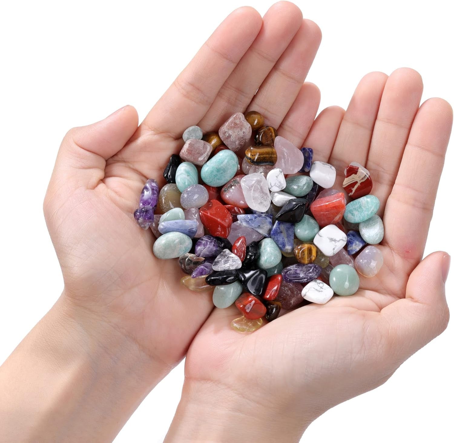15 Assorted Tumbled Stones and Crystals Bulk, Irregular Rocks Natural Polished Gemstones and Crystals Quartz for Wicca Reiki Chakra Healing Meditation Home Indoor Decorations Christmas Day Gift