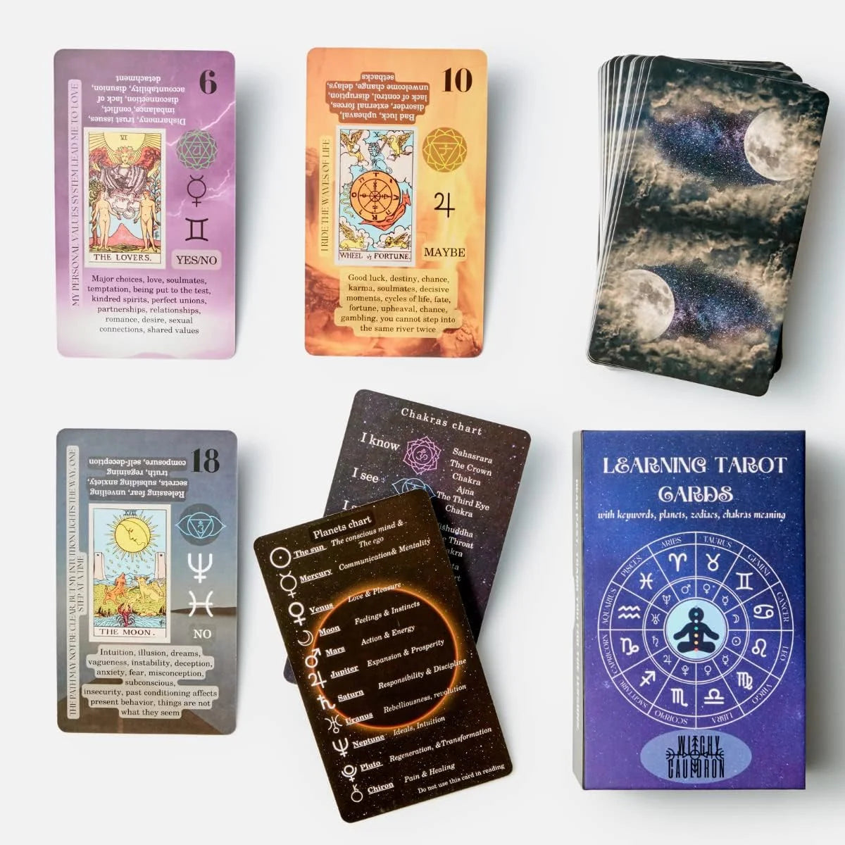 Learning Tarot Cards for Beginners with Meanings, Tarot Learning, Original Art