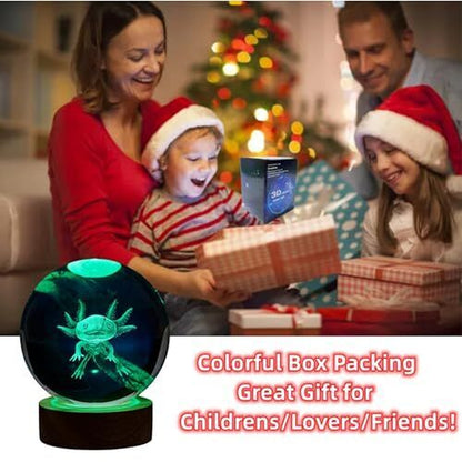 Axolotlrystal Ball Lamp,3D 3.15 Inchrystal Axolotl Light,16Olorsh