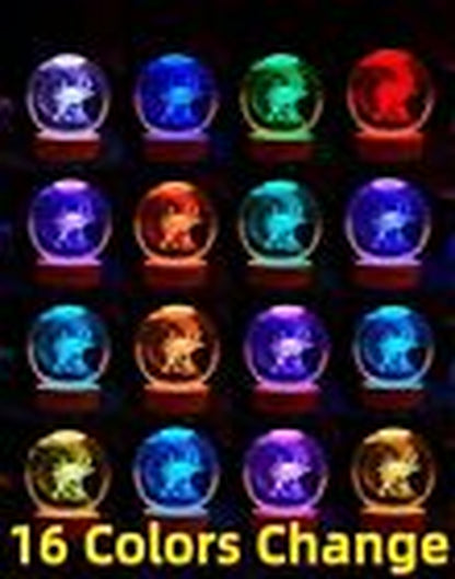 Axolotlrystal Ball Lamp,3D 3.15 Inchrystal Axolotl Light,16Olorsh