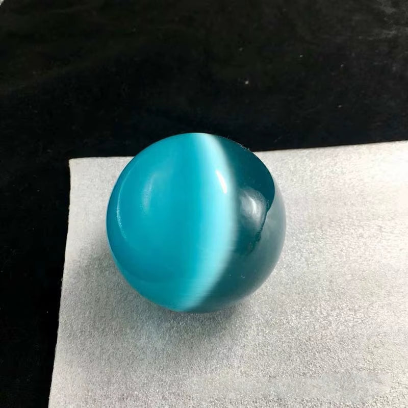 40Mm Blue Cat'S-Eye Opal Natural Quartz Crystal Healing Stone Ball Sphere Decor