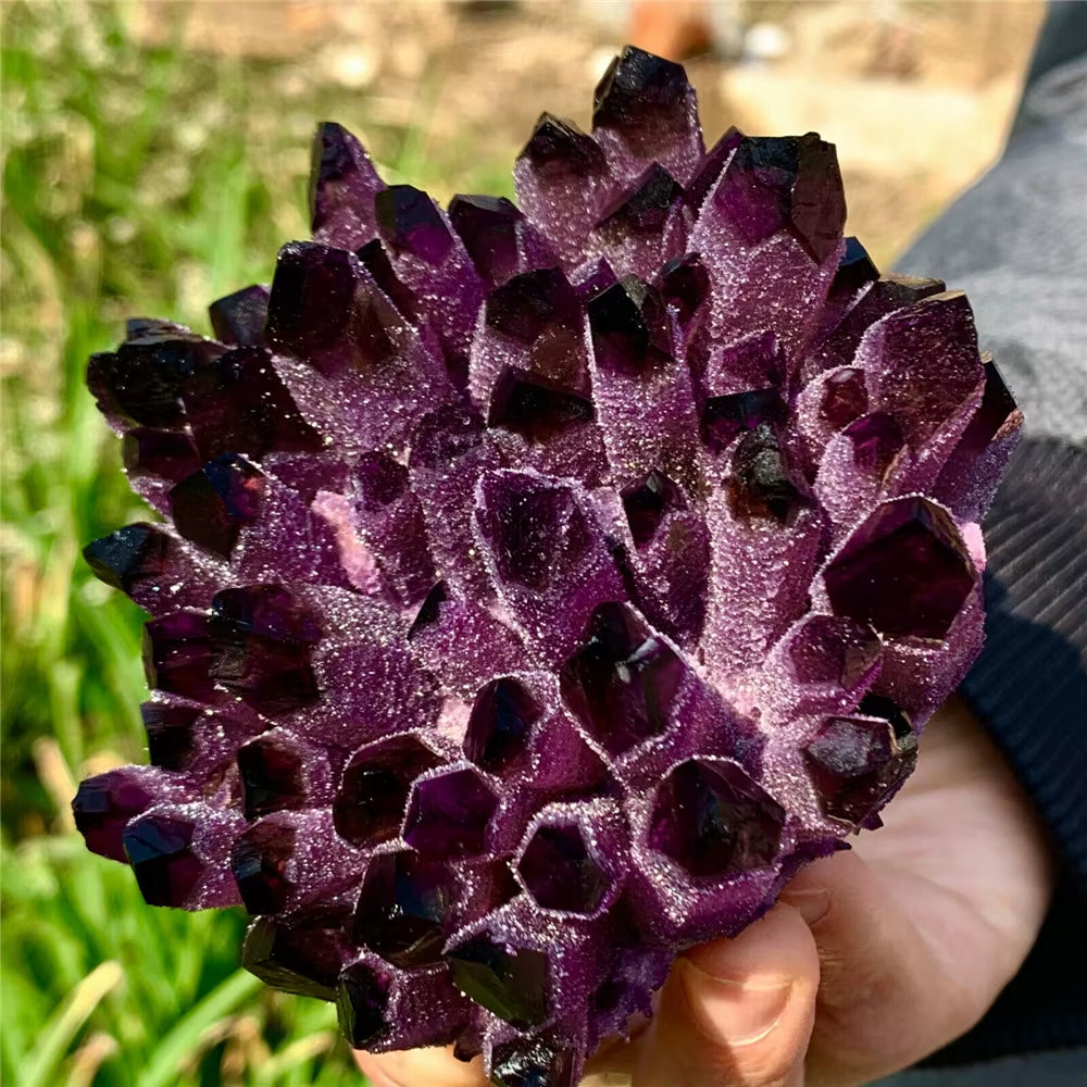Natural Violet Ghost Phantom Quartz Crystal Cluster Healing