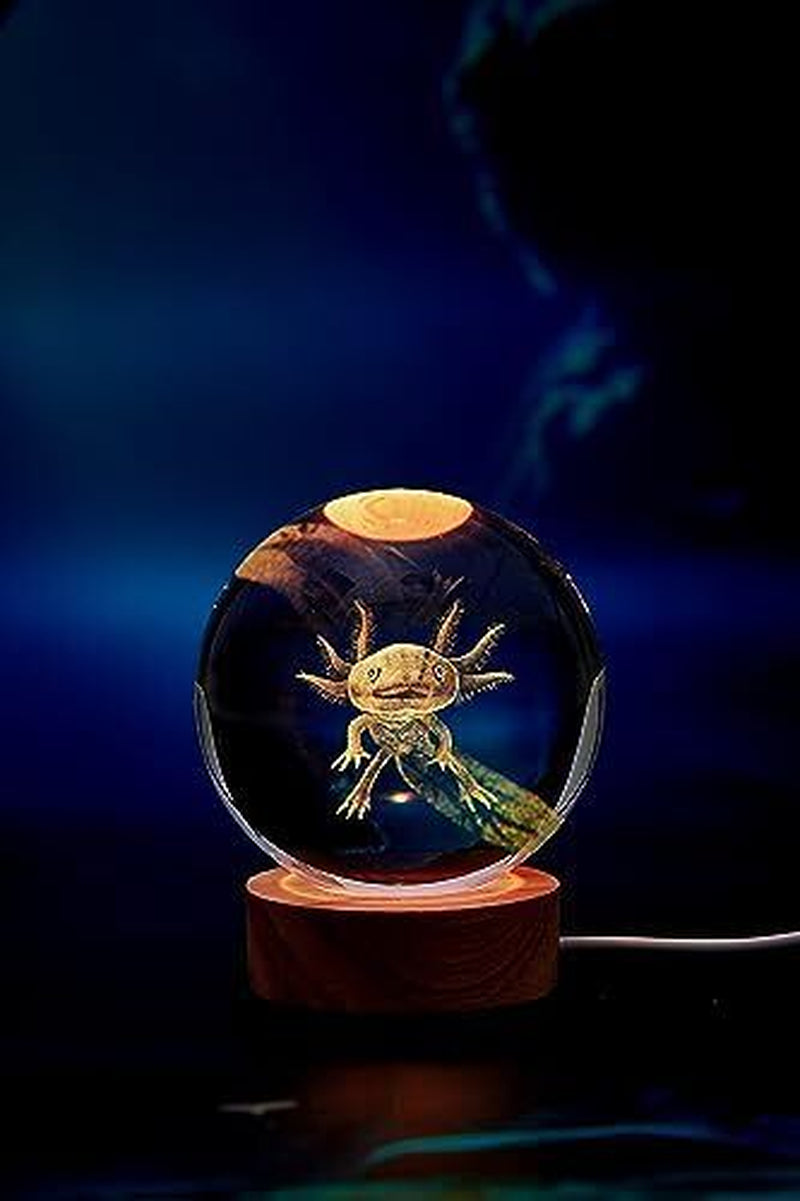 Axolotlrystal Ball Lamp,3D 3.15 Inchrystal Axolotl Light,16Olorsh