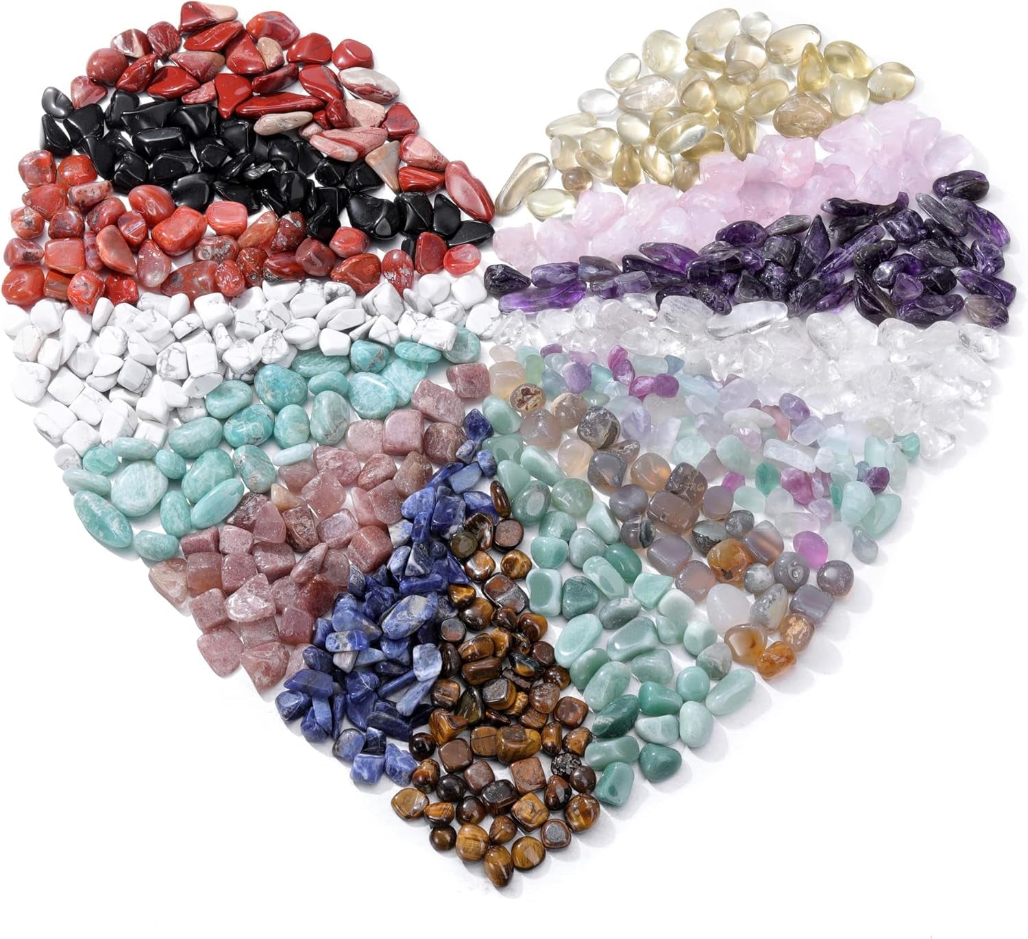 15 Assorted Tumbled Stones and Crystals Bulk, Irregular Rocks Natural Polished Gemstones and Crystals Quartz for Wicca Reiki Chakra Healing Meditation Home Indoor Decorations Christmas Day Gift