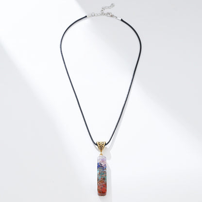 Retro Reiki Healing Energy Crystal Pendant Natural Stone for Yoga Meditation Spiritual 7 Chakra Jewelry Necklace Amulet