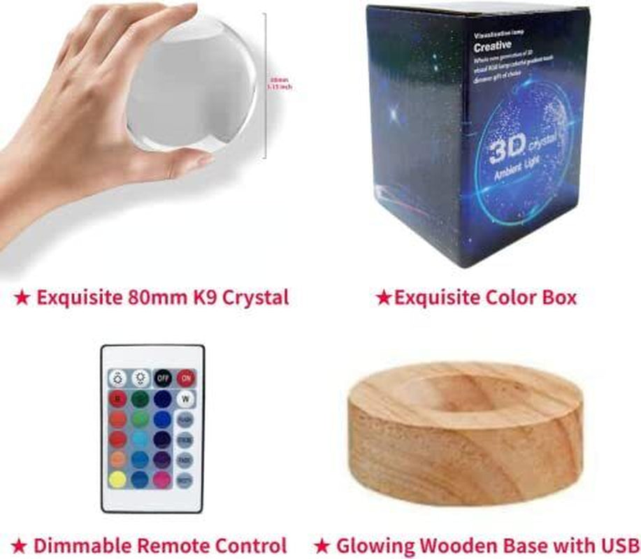Axolotlrystal Ball Lamp,3D 3.15 Inchrystal Axolotl Light,16Olorsh