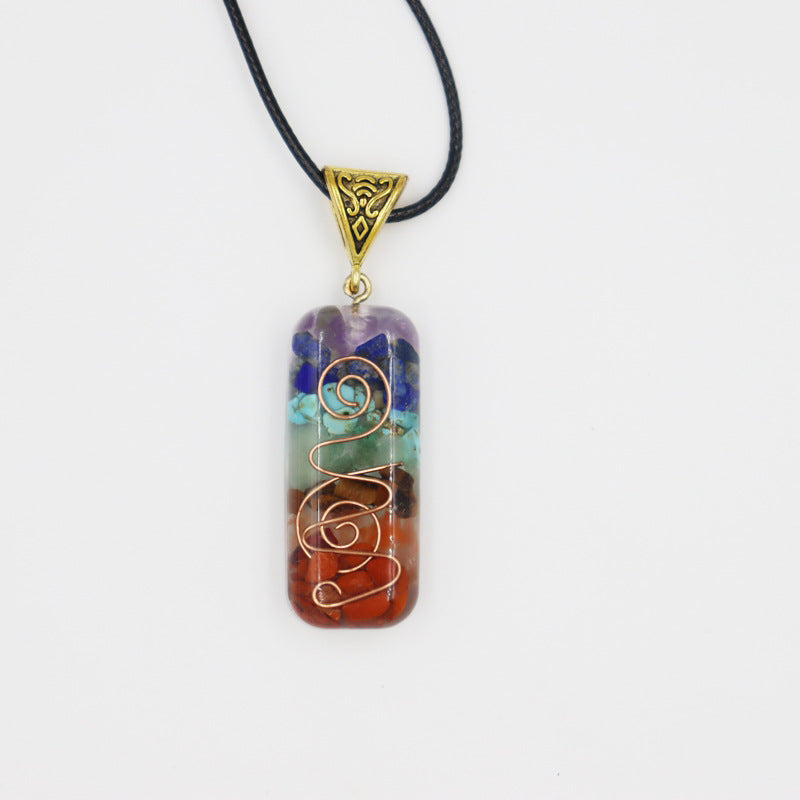 Retro Reiki Healing Energy Crystal Pendant Natural Stone for Yoga Meditation Spiritual 7 Chakra Jewelry Necklace Amulet