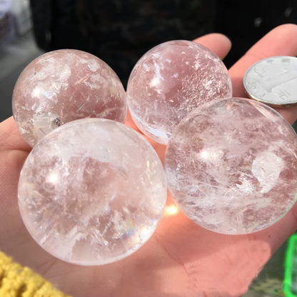 Natural White Clear Quartz Crystal Ball Polished Healing Sphere Collection Specimen Fengshui Home Decor