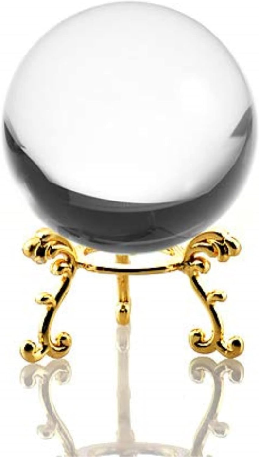 Small Clear Crystal Ball 60Mm (2.3 Inch) Diameter Including Golden Flower Stand and Gift Package