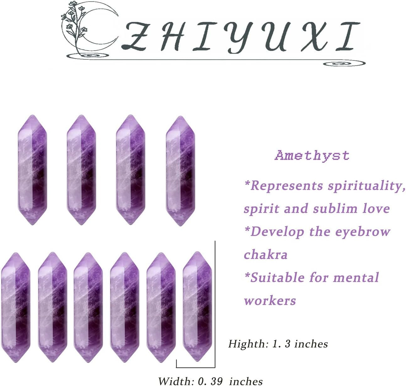 Amethyst Crystal Rock Amethyst Stone Crystals and Healing Stones Gemstones Crystal Set Purple Crystal Wand Crystals Bulk Tumbled Polished Energy Reiki Therapy Meditation Decor Gifts 10 Pcs