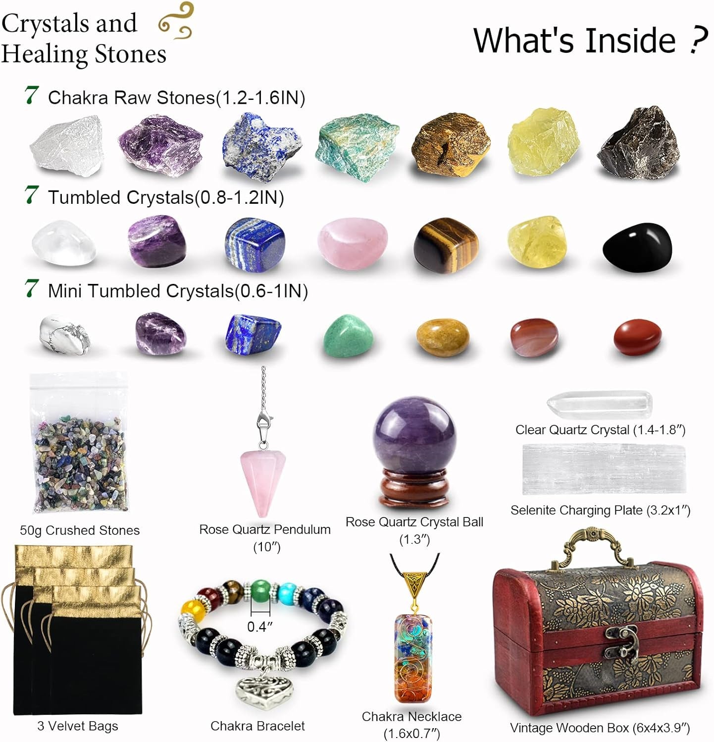 Crystals and Healing Stones Set, Chakra Crystal Kit, 28 Pcs Real Crystals for Beginners Rocks Gem Stones Energy Meditation Natural Reiki Spiritual Balancing Mindful Souls, Crystals Set Gifts for Women