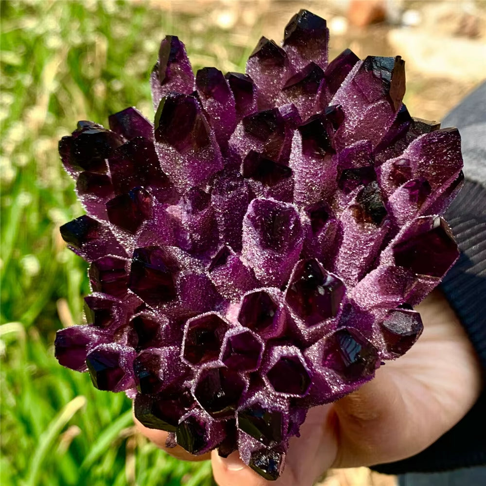Natural Violet Ghost Phantom Quartz Crystal Cluster Healing