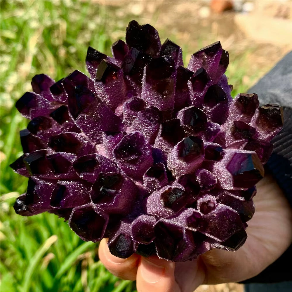 Natural Violet Ghost Phantom Quartz Crystal Cluster Healing