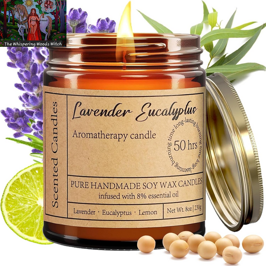 Lavender Eucalyptus Candles for Home Scented - 8Oz Aromatherapy Candles for Relaxation Stress Relief Soothing Anxiety, Calming Candles Gifts for Women Perfect for Relaxing Bath Yoga Meditation Healing