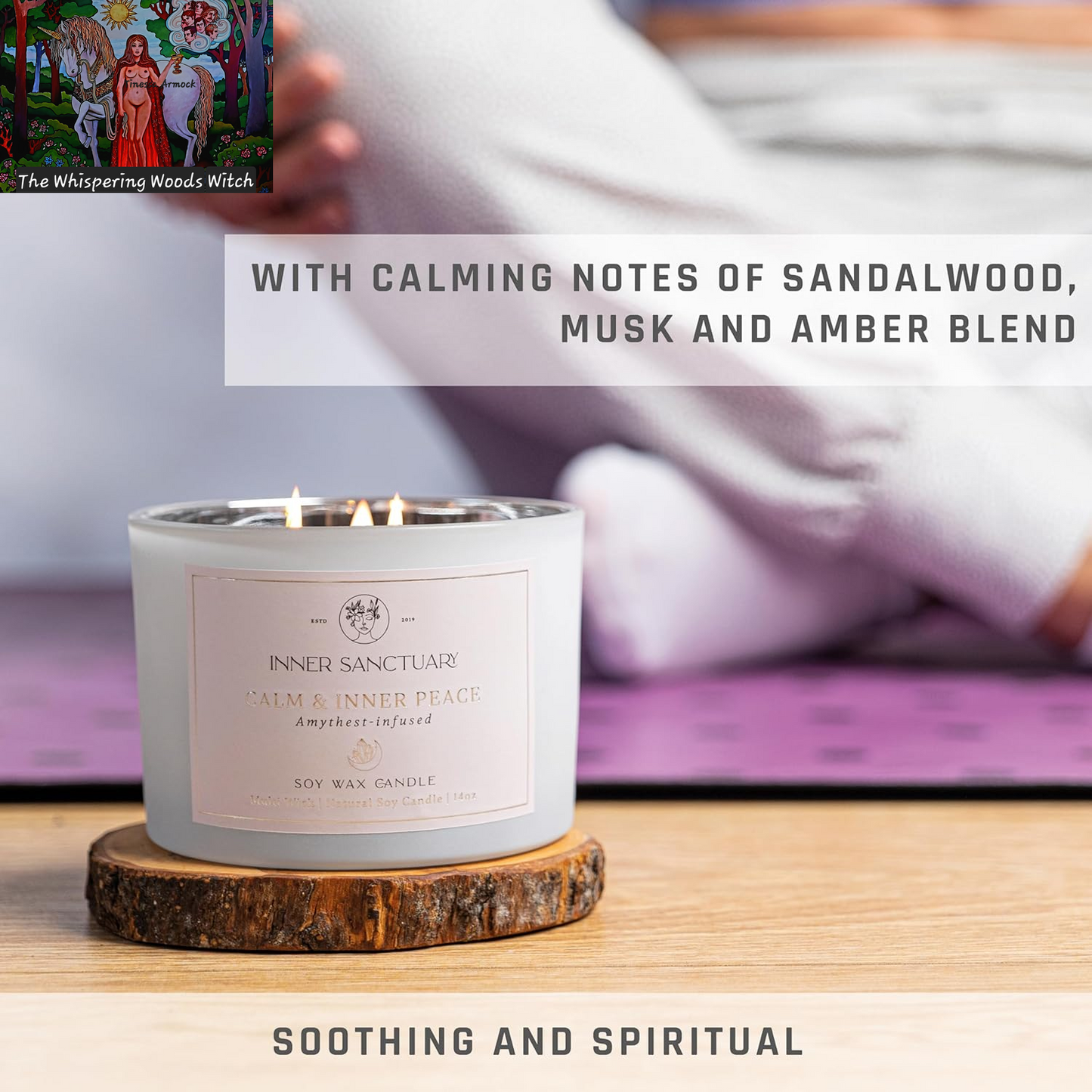 Healing Crystal Candle with Real Amethyst Crystals inside - 12Oz Soy Wax | Aromatherapy Candle | Spiritual Gifts for Woman | Meditation Gifts