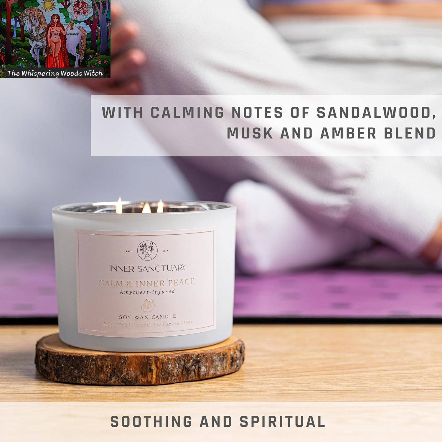 Healing Crystal Candle with Real Amethyst Crystals inside - 12Oz Soy Wax | Aromatherapy Candle | Spiritual Gifts for Woman | Meditation Gifts