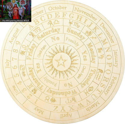 Star Pendulum Board Wooden Dowsing Board Divination Metaphysical Message Board for Witchcraft Wiccan Altar Supplies Kit Beginner Witchcraft Supply, round Shape (9.8 Inch)