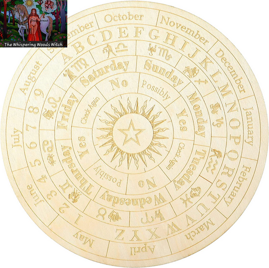 Star Pendulum Board Wooden Dowsing Board Divination Metaphysical Message Board for Witchcraft Wiccan Altar Supplies Kit Beginner Witchcraft Supply, round Shape (9.8 Inch)