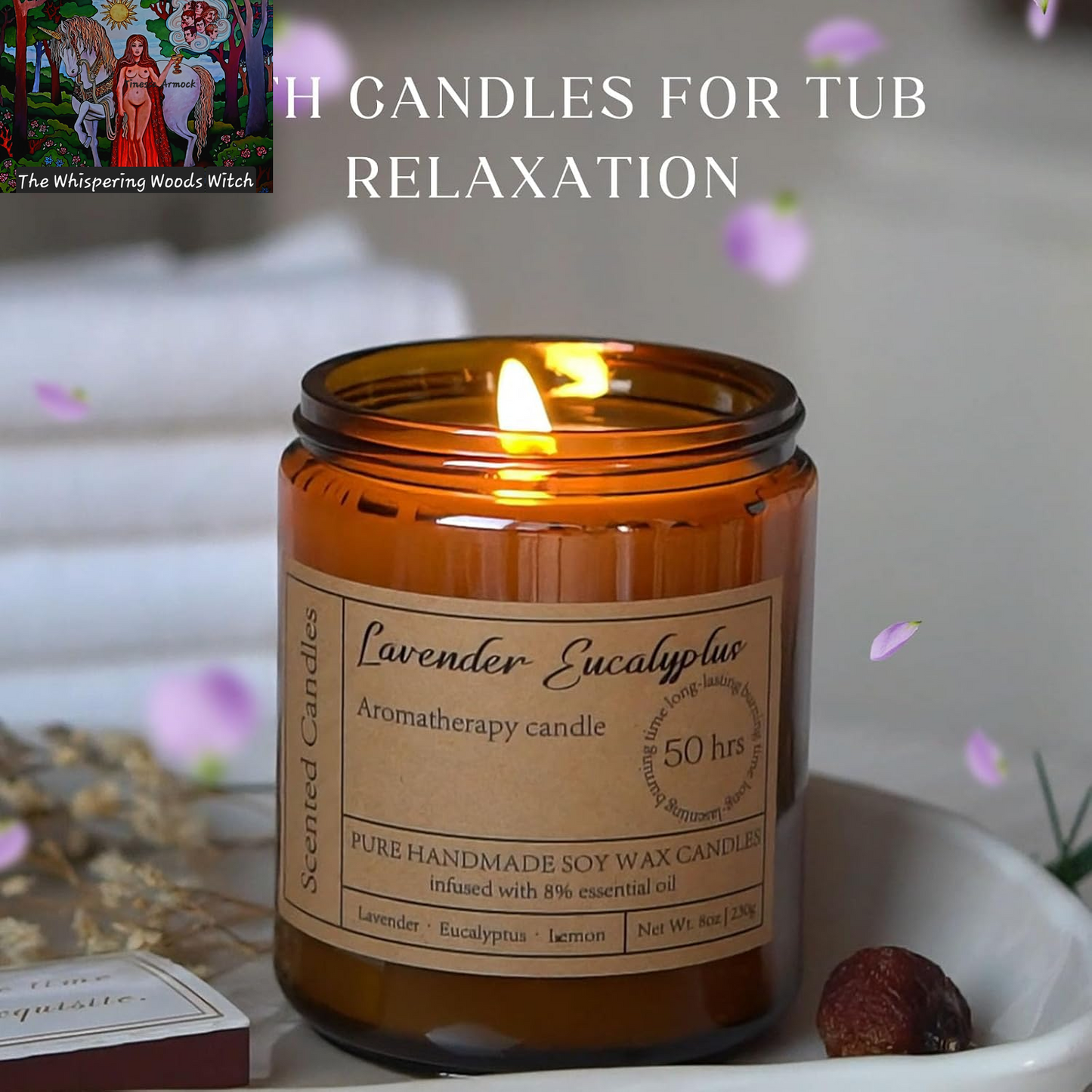 Lavender Eucalyptus Candles for Home Scented - 8Oz Aromatherapy Candles for Relaxation Stress Relief Soothing Anxiety, Calming Candles Gifts for Women Perfect for Relaxing Bath Yoga Meditation Healing
