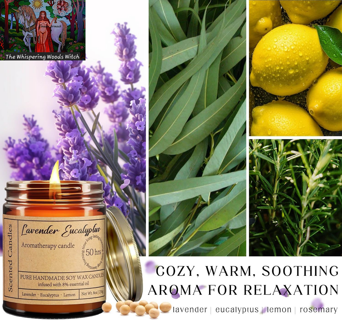 Lavender Eucalyptus Candles for Home Scented - 8Oz Aromatherapy Candles for Relaxation Stress Relief Soothing Anxiety, Calming Candles Gifts for Women Perfect for Relaxing Bath Yoga Meditation Healing