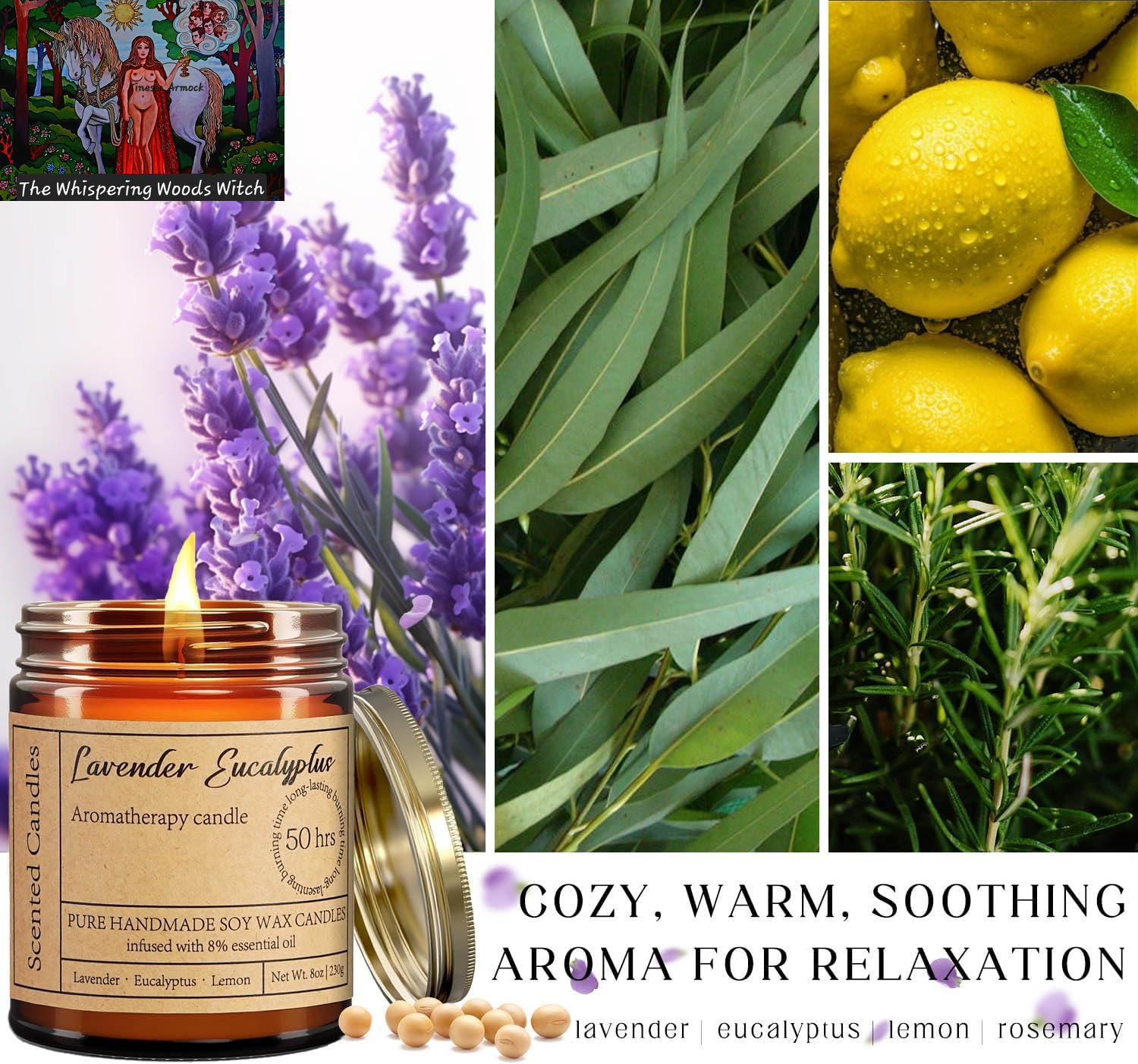 Lavender Eucalyptus Candles for Home Scented - 8Oz Aromatherapy Candles for Relaxation Stress Relief Soothing Anxiety, Calming Candles Gifts for Women Perfect for Relaxing Bath Yoga Meditation Healing
