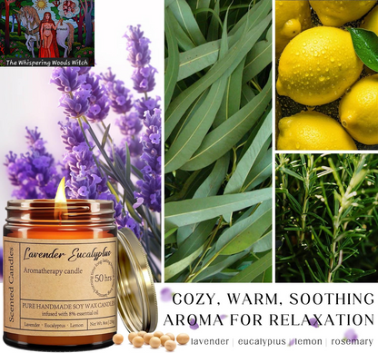 Lavender Eucalyptus Candles for Home Scented - 8Oz Aromatherapy Candles for Relaxation Stress Relief Soothing Anxiety, Calming Candles Gifts for Women Perfect for Relaxing Bath Yoga Meditation Healing