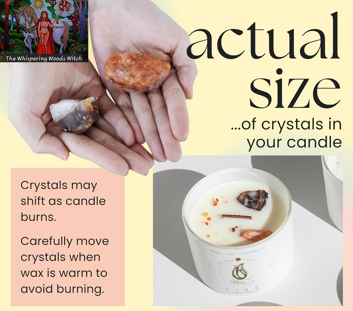 Aries, Leo, Sagittarius Gifts for Women - 12Oz Wood Wick Candles That Crackle with Crystals and Healing Stones. Healing Crystal Candles for Women Home Scented. Soy Wax, for Zodiac Birthdate