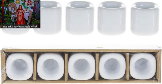5 Pcs 7/8 Inch Diameter White Ceramic Chime Ritual Spell Candle Holders, Great for Casting Chimes, Rituals, Spells, Vigil, Witchcraft, Wiccan Supplies & More